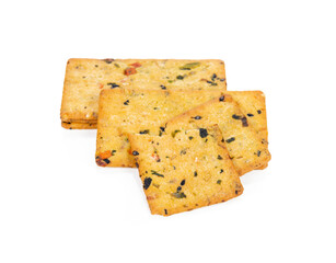 healthy whole wheat cracker on white background