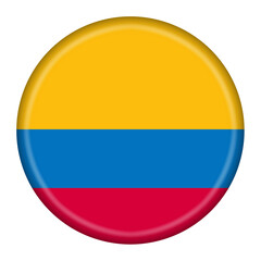 Colombia flag button 3d illustration with clipping path