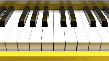 Yellow-Gold Grand Piano under yellow background. 3D illustration. 3D high quality rendering. 3D CG.