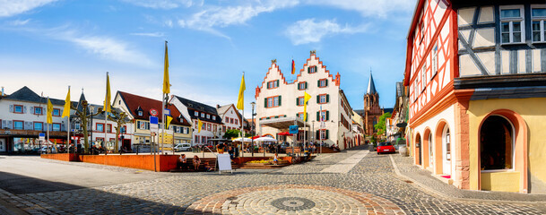 Town hall and market square in Oppenheim am Rhein, Germany
