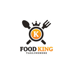 Initial letter K King food Logo Design Template. Illustration vector graphic. Design concept fork,spoon and crown With letter symbol. Perfect for  cafe, restaurant, cooking business