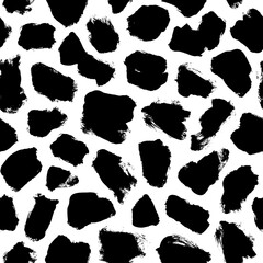 Big dots vector seamless pattern. Polka dot motif wallpaper. Abstract pattern of bold black shabby dots or spots on white background. Hand drawn black ornament for wallpaper, textile and fabric design