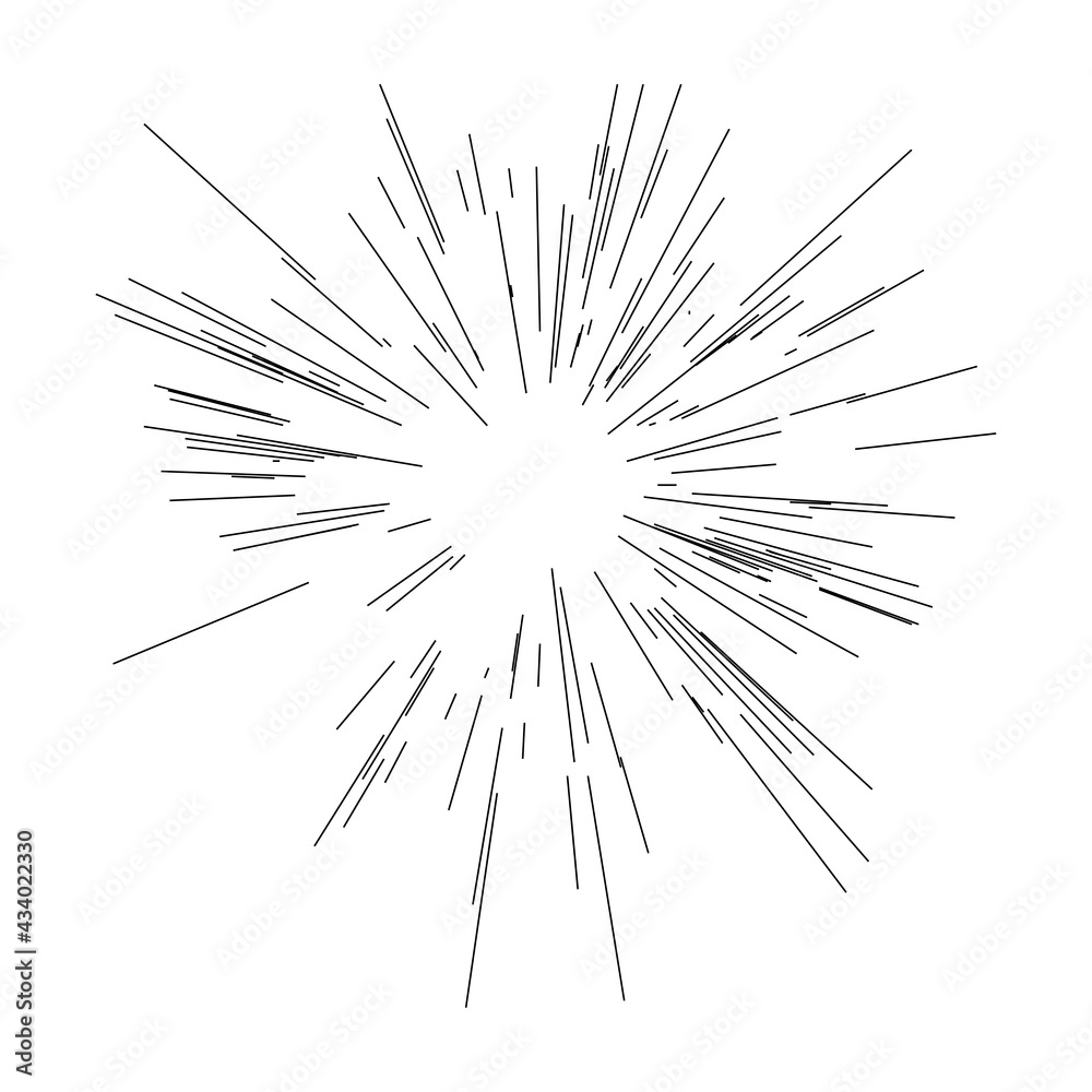Poster Radial, radiating lines beams, rays. Random lines diverging