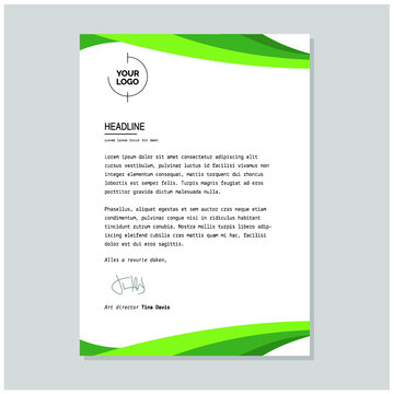 Flat Green Letterhead Premium Vector