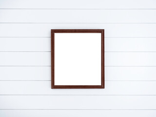 Blank brown square wooden picture frame