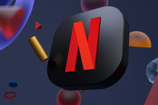 Netflix Logo On Abstract Geometry Background