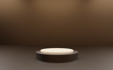 Abstract podium minimal background showcase for advertising design, cosmetic ads, show, technology, business, food, banner, cream, fashion, luxury, brown concept, copy space, 3d render, illustration