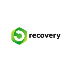 recovery logo design symbol, with circular arrow, 3d modern style design, vector illustration