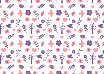 おしゃれかわいい北欧風パターン　紫×ピンク