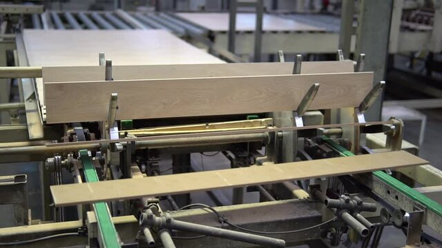 Machine Working In Parquet Factory, Wide Angle