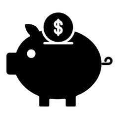 A glyph design, icon of piggy bank