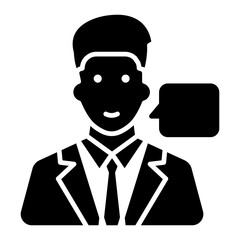 A glyph design, icon of business chat

