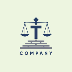 Letter T Legal Firm Law and Attorney Logo Design Vector Graphic Icon Emblem Illustration