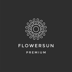 Sun flower Logo Icon Design Vector on black background
