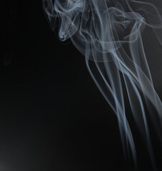 Fototapeta premium Movement color smoke girl black background with copy space.