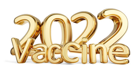 2022 vaccine golden symbolic metallic 3d-illustration