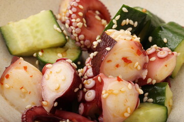 たこときゅうりのキムチ和え