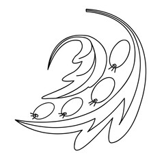  A fragment of vector graphics for creating patterns. Close-up of a contour drawing on a white background.