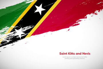 Brush painted grunge flag of Saint Kitts and Nevis country. Creative brush stroke concept background