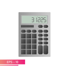 A modern digital calculator without symbols on the keys. Realistic design. On a white background. Equipment for office employees and cashiers. Flat vector illustration.