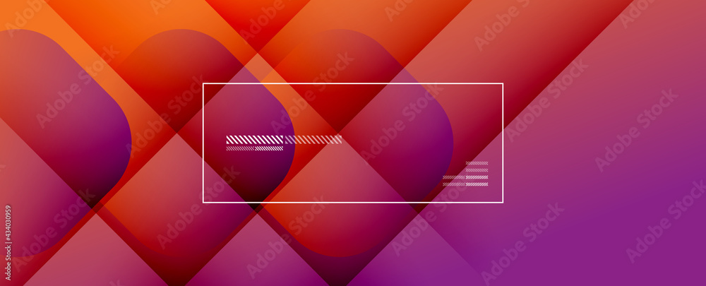 Poster Square shapes composition geometric abstract background. 3D shadow effects and fluid gradients. Modern overlapping forms
