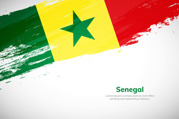 Brush painted grunge flag of Senegal country. Hand drawn flag style of Senegal. Creative brush stroke concept background