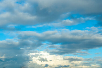 blue sky with dark blue, gray and white clouds with background texture