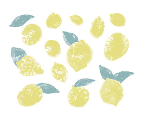 チョークで描いたような手描きのレモン
