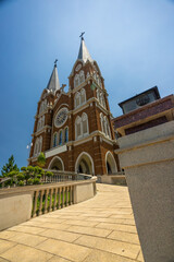 Obraz premium Church of the Holy Mother (another name is Thanh Mau church) in Bao Loc Town, Lam Dong, Vietnam. Travel and religion concept.
