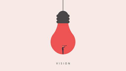 business finance. Successful vision concept with  icon of businessman and telescope, Symbol leadership, strategy, mission, objectives - obrazy, fototapety, plakaty