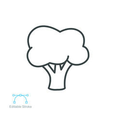 Broccoli icon. Nature vegetable organic food nutrition. Fresh healthy garden harvest. cabbage, cauliflower editable stroke outline style pictogram vector illustration design on white background EPS 10