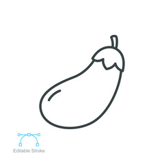 eggplant icon. fresh nature  healthy organic vegetable food herbs. aubergine, melongene or brinjal plant. editable stroke outline style vector illustration design on white background. EPS 10