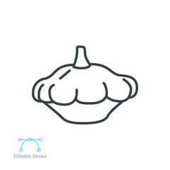 pattypan squash icon. fresh organic nature vegetable food.  patisson summer vegetable. ripe raw green veggie small editable stroke. outline style vector illustration design on white background. EPS 10