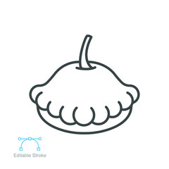 pattypan squash icon. fresh organic nature vegetable food.  patisson summer vegetable. ripe raw green veggie small editable stroke. outline style vector illustration design on white background. EPS 10