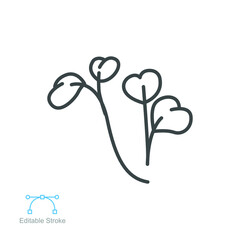 watercress vegetable icon. green salad leaves seasoning cooking logo. fresh culinary plant herb for soup food. outline style Editable stroke. vector illustration design on white background. EPS 10