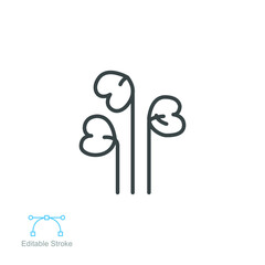 watercress vegetable icon. green salad leaves seasoning cooking logo. fresh culinary plant herb for soup food. outline style Editable stroke. vector illustration design on white background. EPS 10