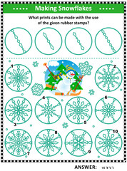 Visual logic puzzle: What prints can be made using the given dies? Answer included.
