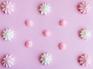 Merengue background. Flat lay. Top view.