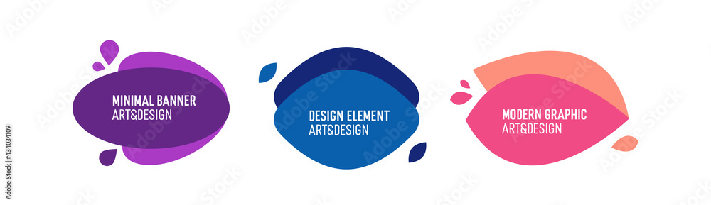 Aufkleber Set of modern organic shapes. Fluid vector trendy elements. Template graphics with geometric speech bubbles and banners with frames to put your own text