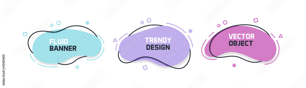 Fototapete set of modern organic shapes. fluid vector trendy elements. template graphics with geometric speech 