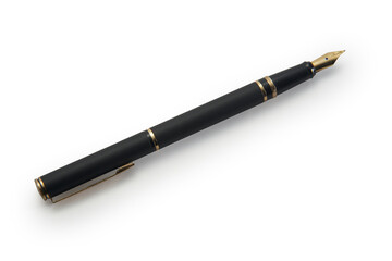 Black fountain pen and white background.
