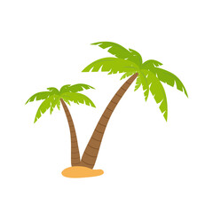 Palm tree or coconut tree cartoon image in summer On the beach Seaside tropics vector illustration.