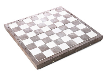 Chess board on white background