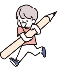 鉛筆を持っている男の子勉強のイメージイラスト