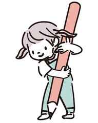 鉛筆を持っている女の子勉強のイメージイラスト