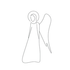 Angel silhouette line draw vector illustration