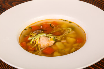 Chicken soup with carrot and potato