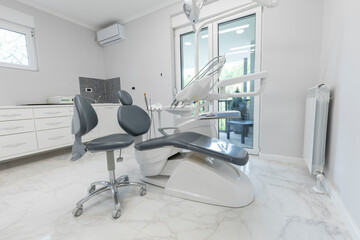 Dental clinic interior with equipment