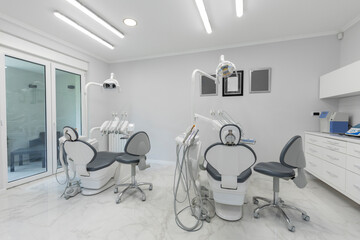 Dental clinic interior with equipment
