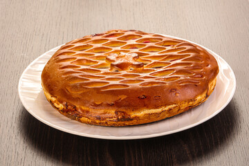 Tasty hot baked round pie